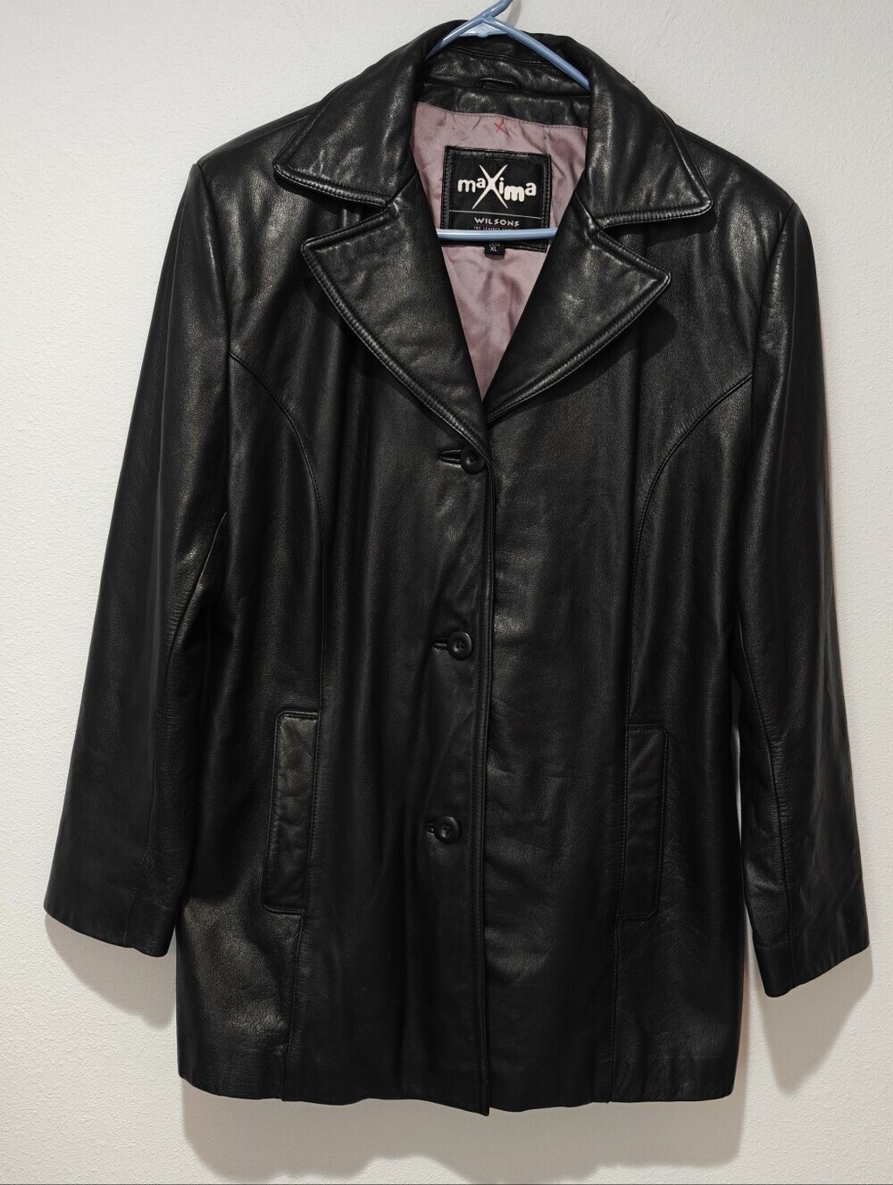 90s Vintage Maxima Wilsons Black 100% Leather Jacket XL Lined
